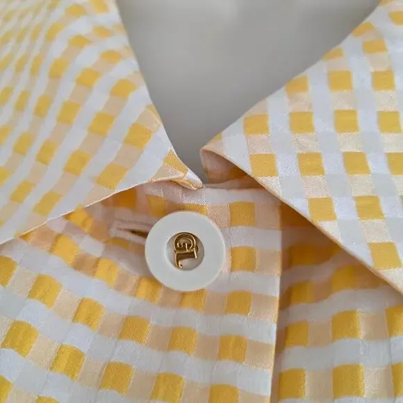 Guy Laroche Paris Silk Gingham Checked Jacket Blazer Yellow SZ-38 Made in Japan - Picture 3 of 7